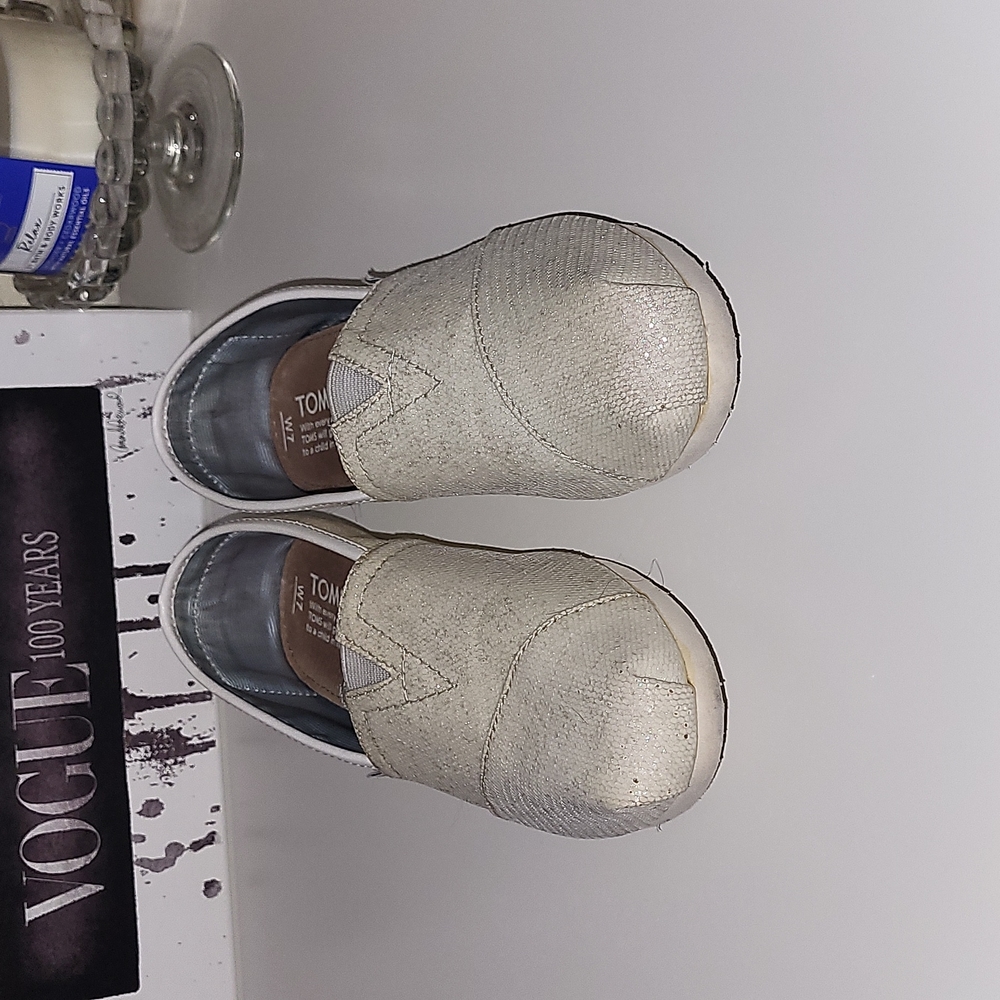 Wedding Toms- pure sparkly white toms, wedding edition, size 7